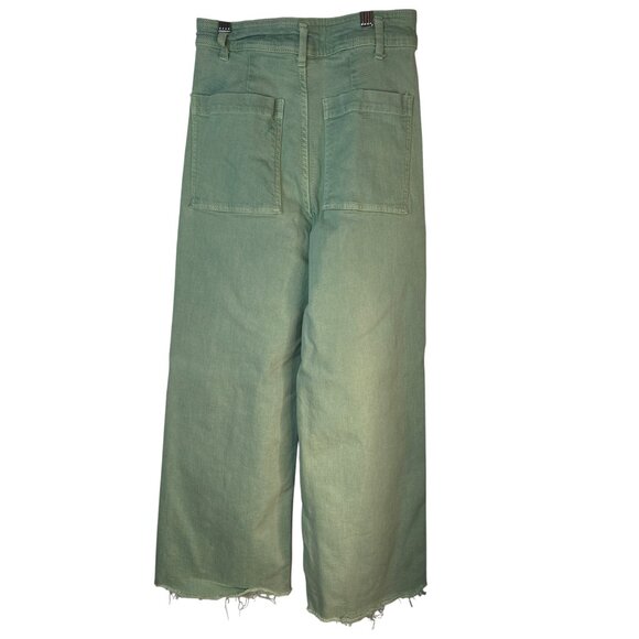 Zara Size 4 Cropped High Rise Wide-Leg Jeans Mint Green - Picture 3 of 12